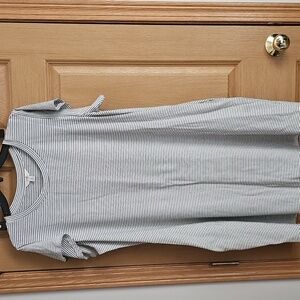 Terra & Sky Black and White Striped Dress With Pockets